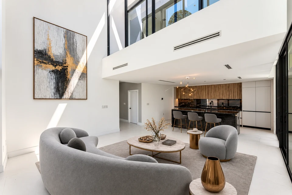 Salón y cocina · Doble altura