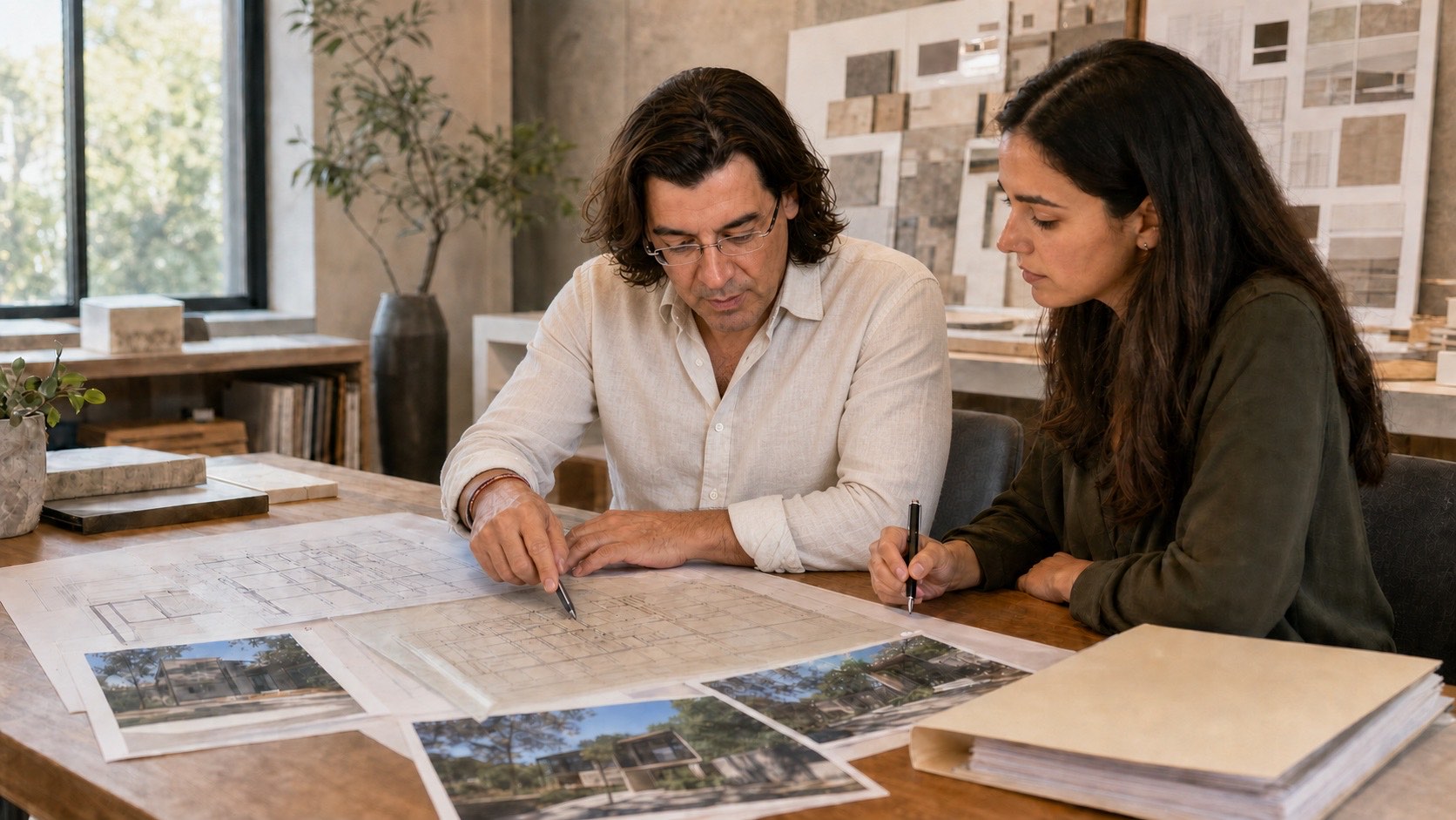 El arquitecto Joaquín Fernández coordinando planos de condiciones existentes y documentación correctiva