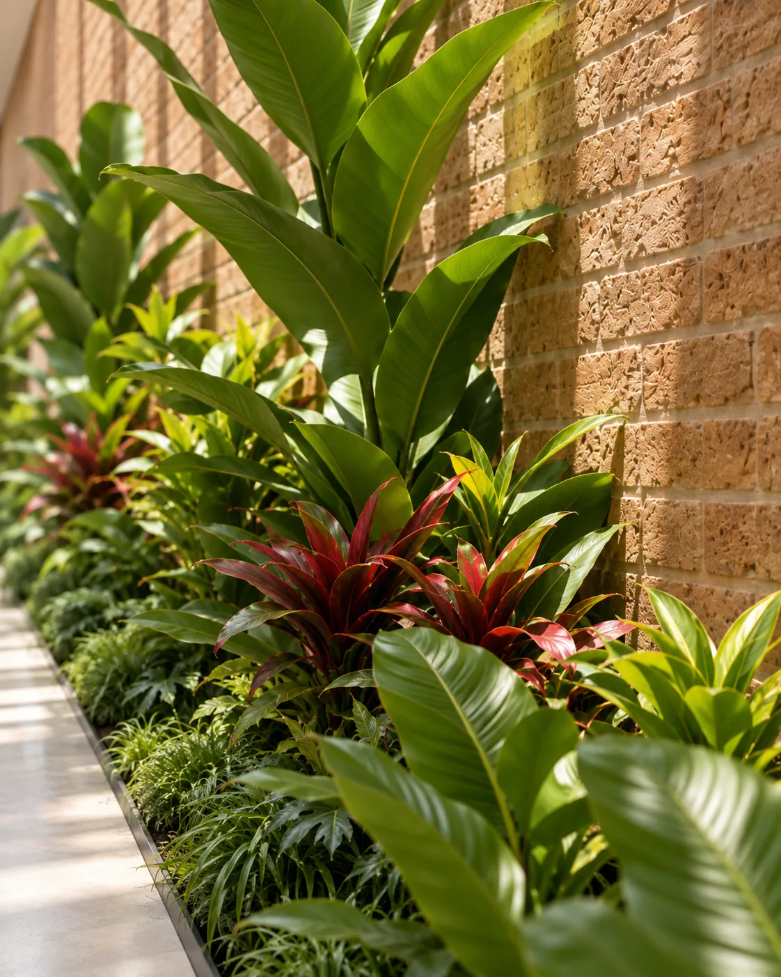 Architectural visualization of Trapp House in Miami: Planting against the brick wall